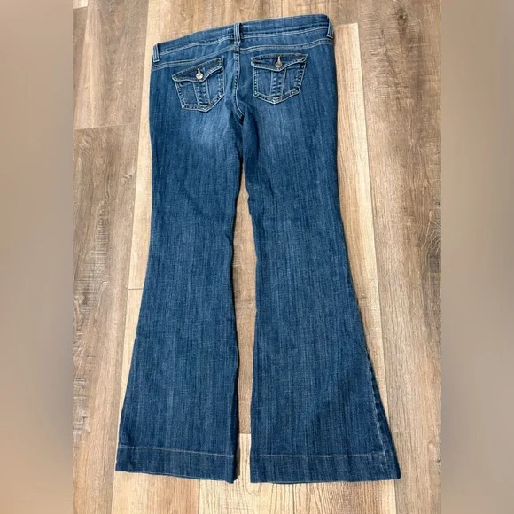 Burberry Women’s Vintage Y2K 00s Low Rise Flared Bootcut Midwash Jeans - Picture 8 of 12